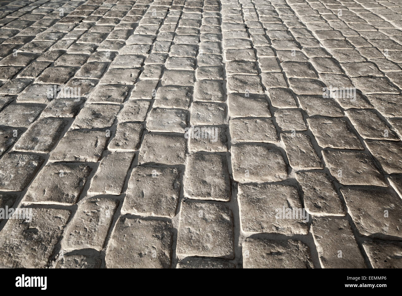 Dark gray stone floor pavement, background texture with perspective Stock Photo