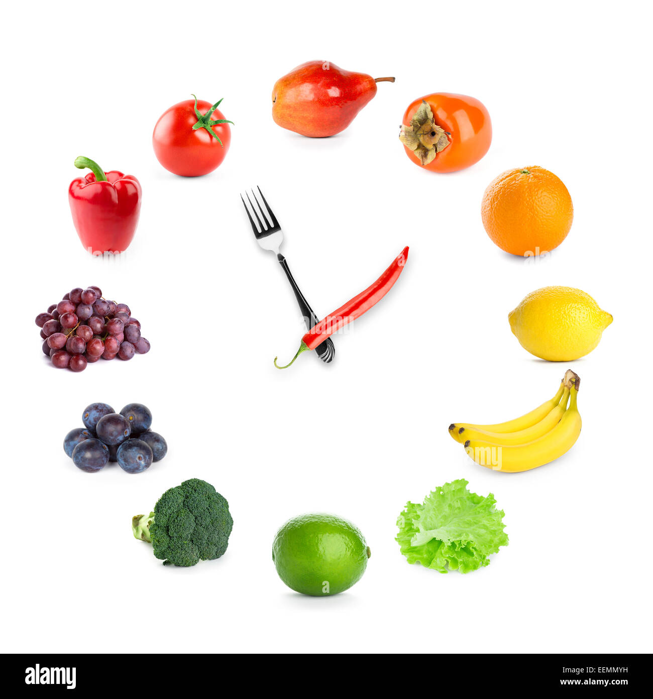 food clock with vegetables
