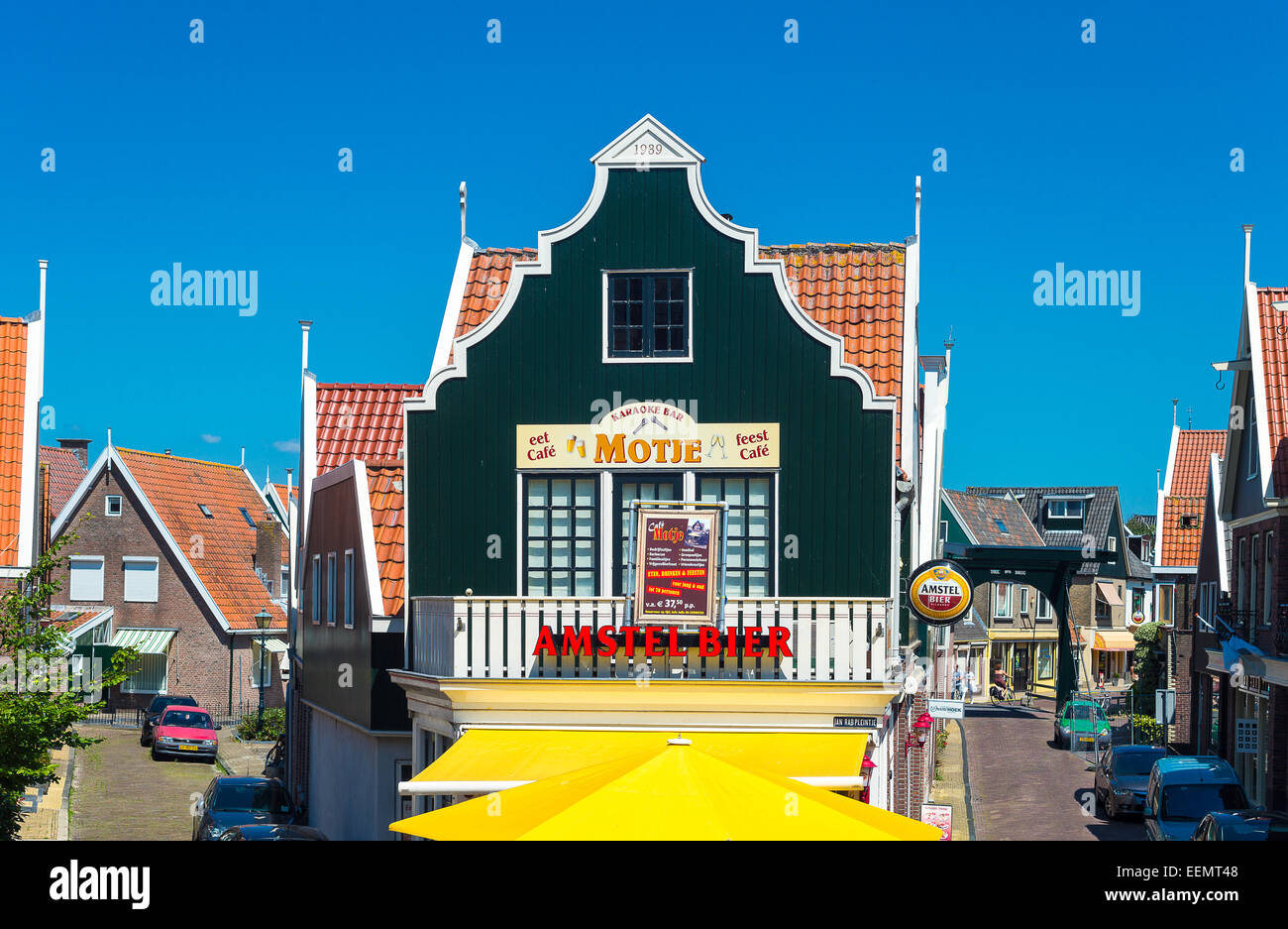 Amsterdam, Waterland district, Volendam, typical houses and shops of the town center Stock Photo