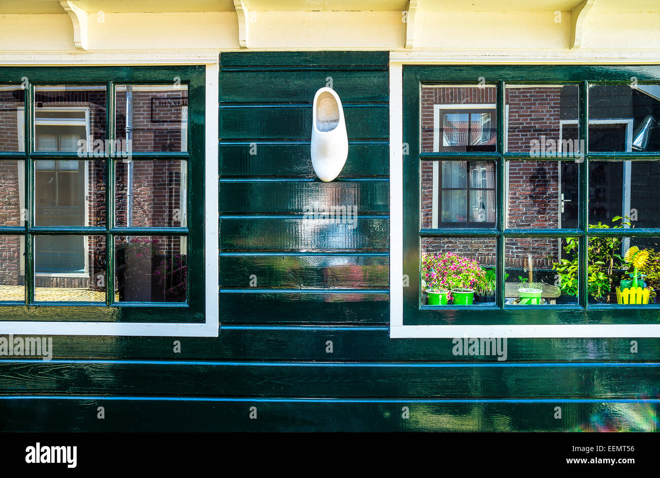 Amsterdam, Waterland district, Volendam, detail of a typical houses of the town center Stock Photo