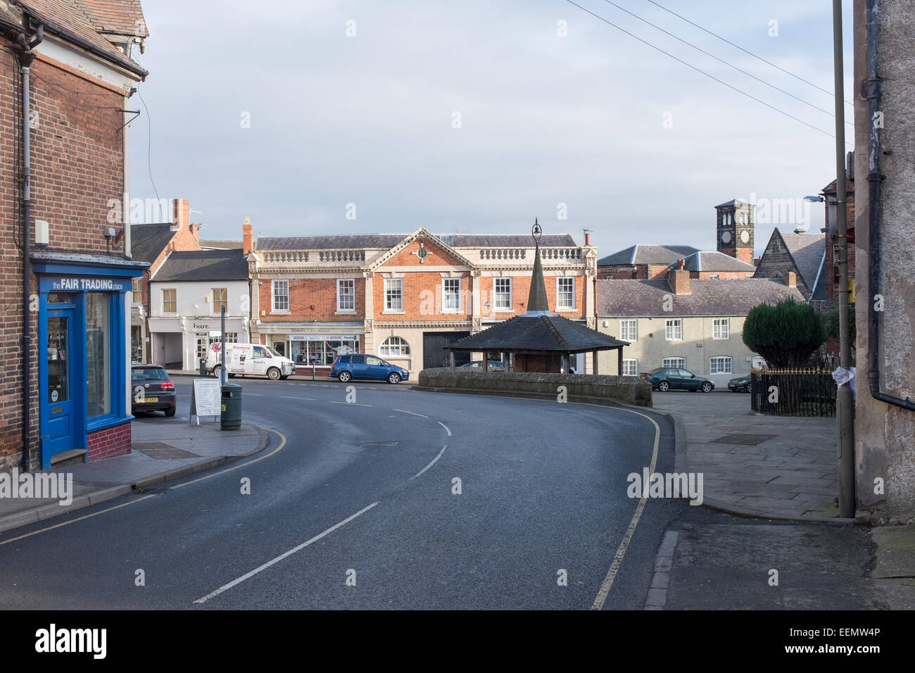 Market Place in the centre of the Derbyshire town of Melbourne Stock