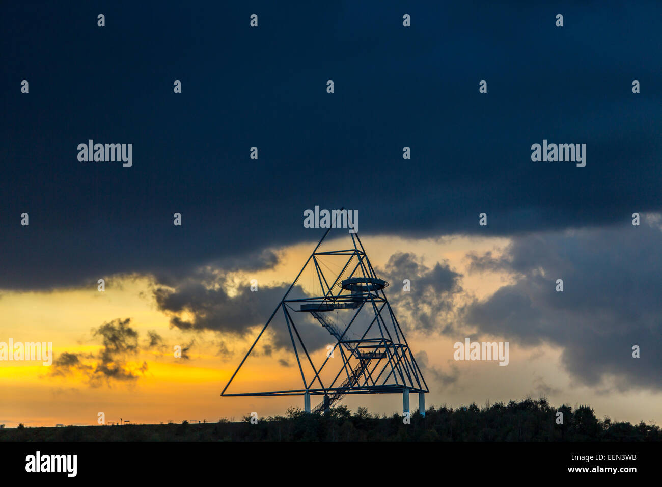 Tetraeder, a walkable sculpture, over 40 meters high, observation platform, on a stock pile in Bottrop, Germany Stock Photo