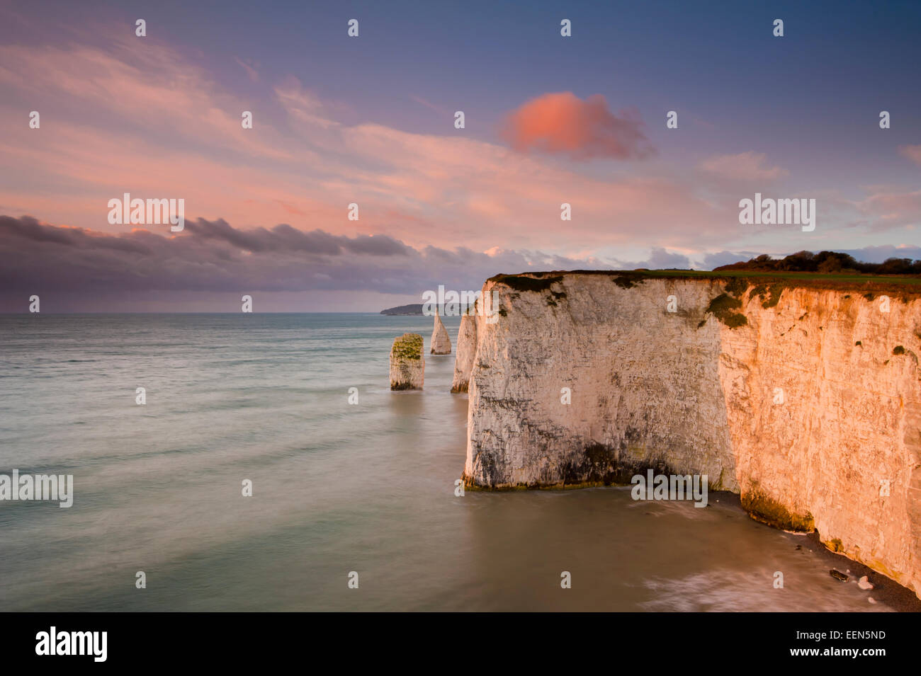 A view of Handfast Point and Old Harry Rocks Stock Photo