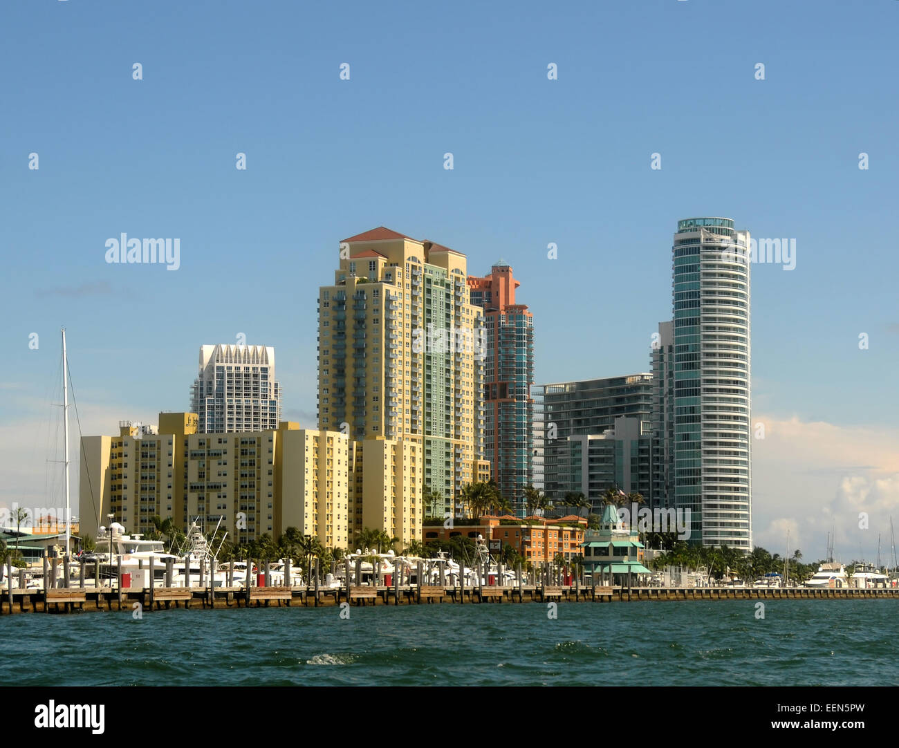 Luxury waterfront living in highrise apartments, Miami, Florida Stock