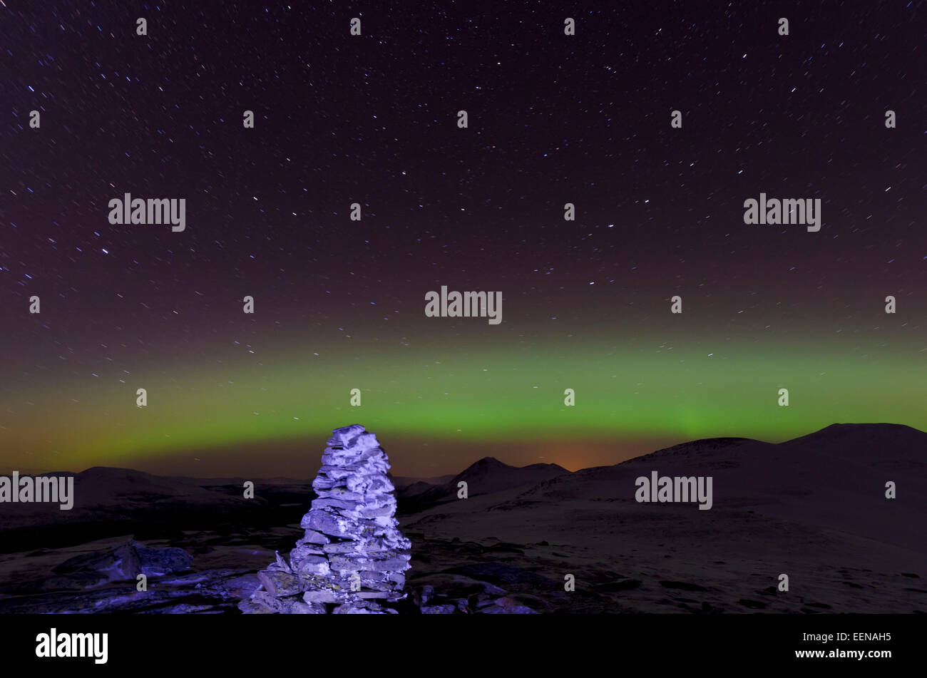 Northern Lights, Aurora Borealis, Alvdal Vestfjell, Hedmark Fylke, Norway Stock Photo