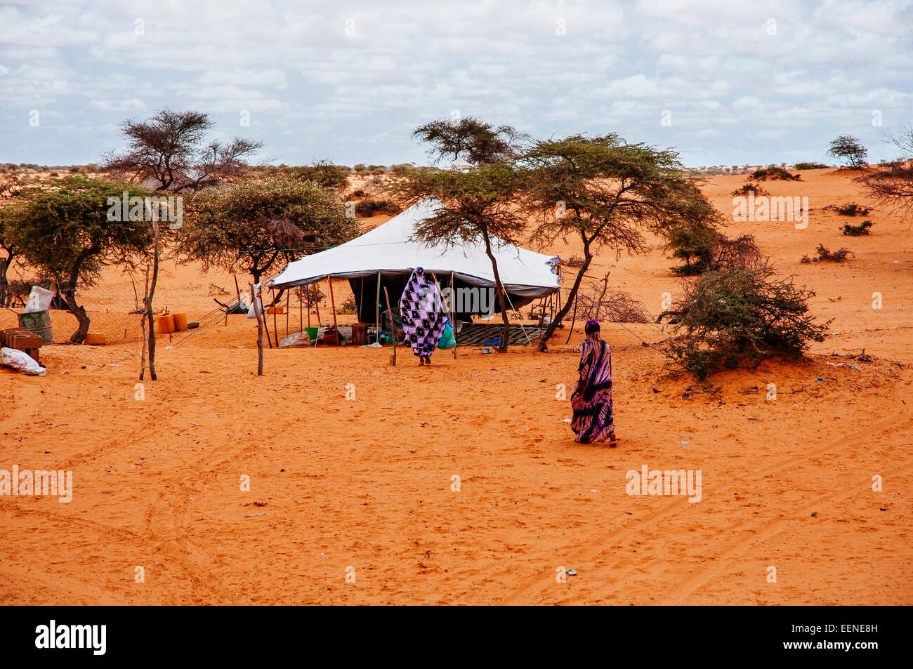 Nomadic people´s  tent on the Sahara desert, Mauritania. Stock Photo