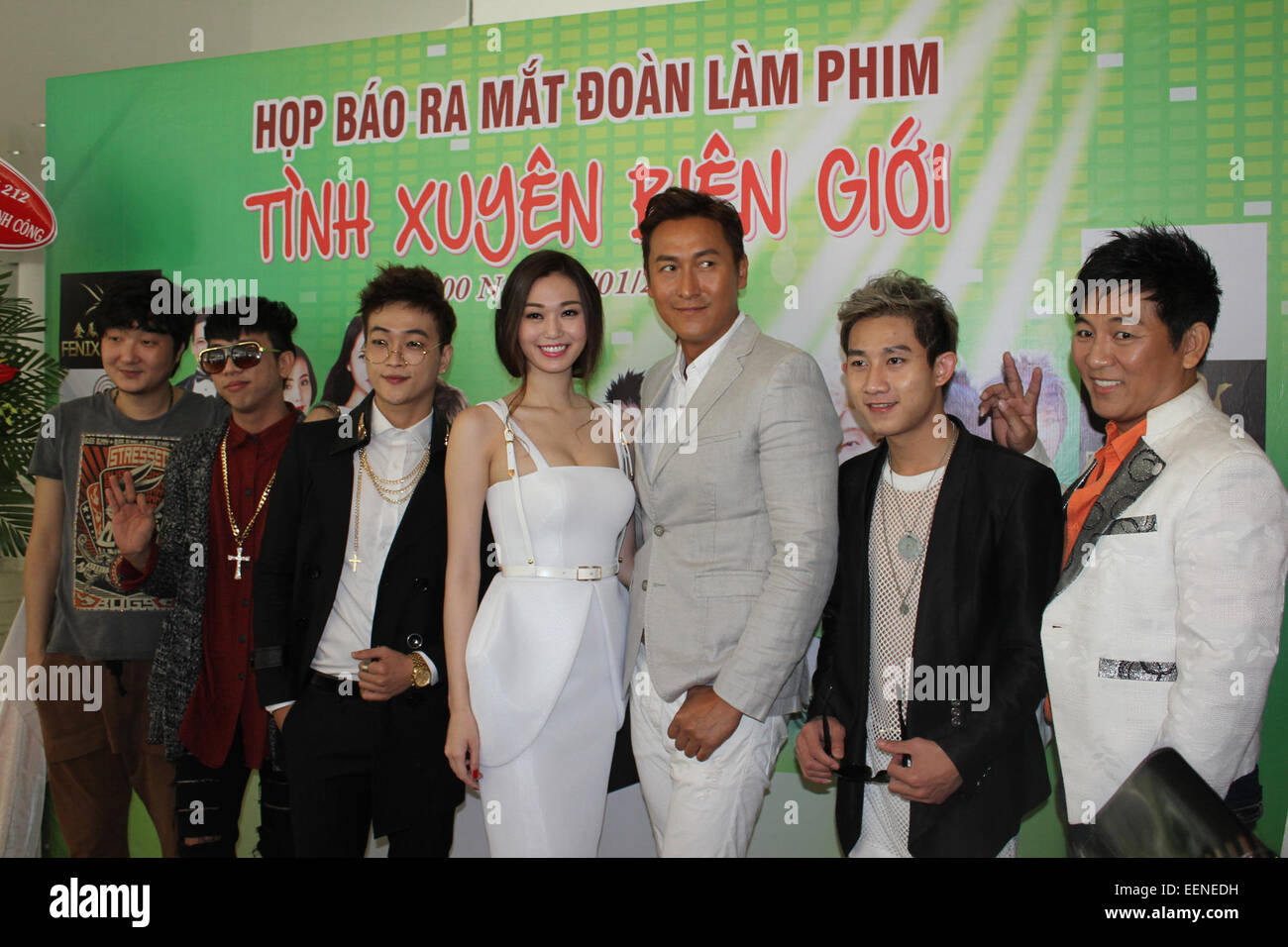 Ho Chi Minh City, Vietnam. 20th Jan, 2015. Vietnamese and Chinese actors pose for a picture during the Starting Ceremony of 'Yue Lai Yue Jiong' movies in Ho Chi Minh city, Vietnam, Jan. 20, 2015. © Yang Di Sheng/Xinhua/Alamy Live News Stock Photo