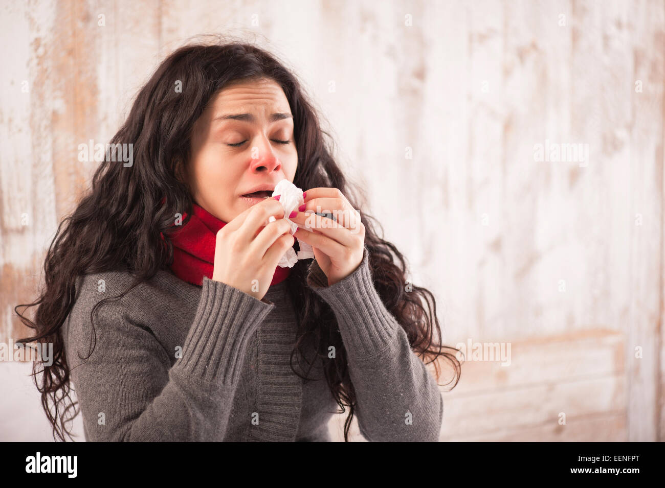Young beauty caught a cold Stock Photo Alamy