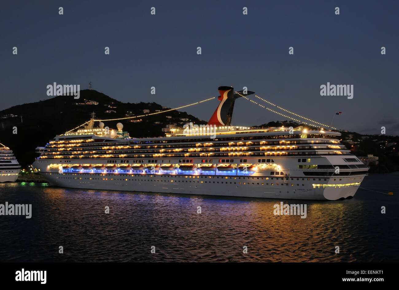 Cruise ship in exotic port night view Stock Photo - Alamy