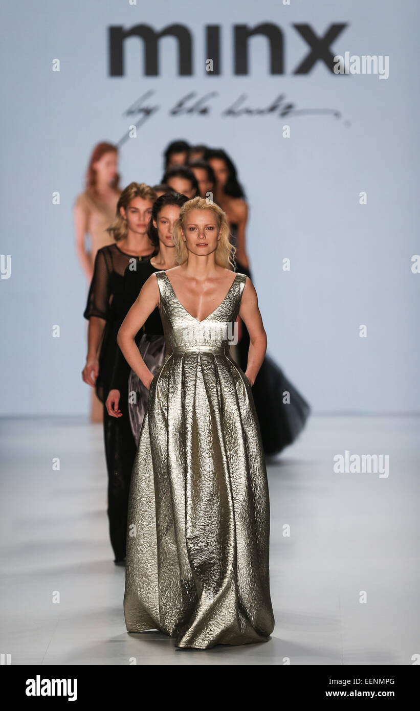 Berlin, Germany. 20th Jan, 2015. Models display creations of Germany's ...