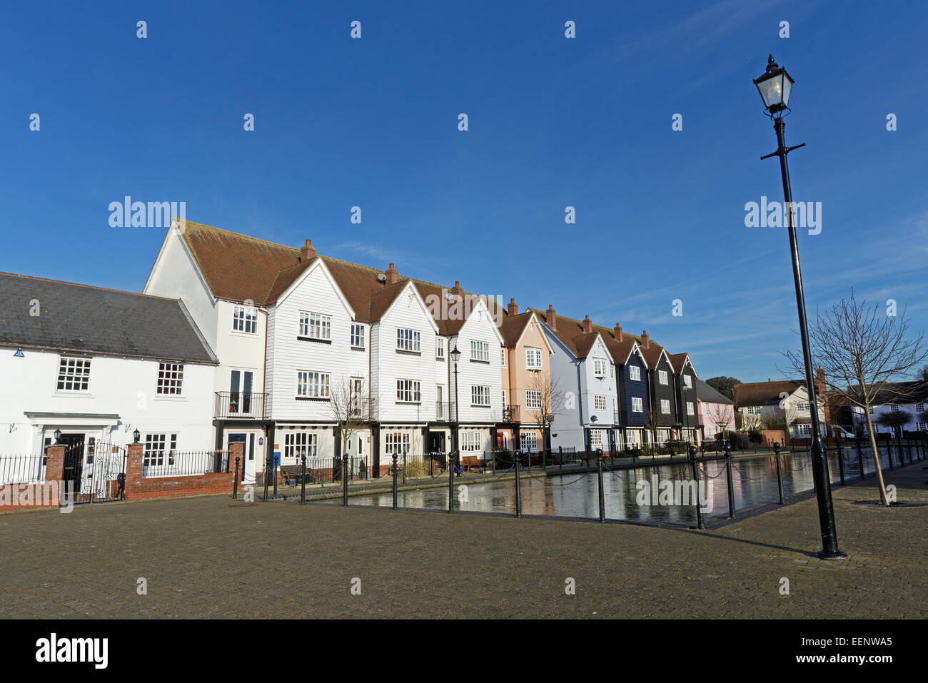 Riverside houses in Wivenhoe,Essex,UK on a winter's morning Stock Photo