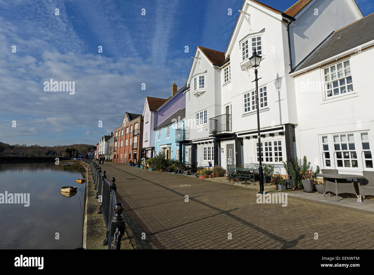 Riverside houses in Wivenhoe,Essex,UK on a winter's morning Stock Photo