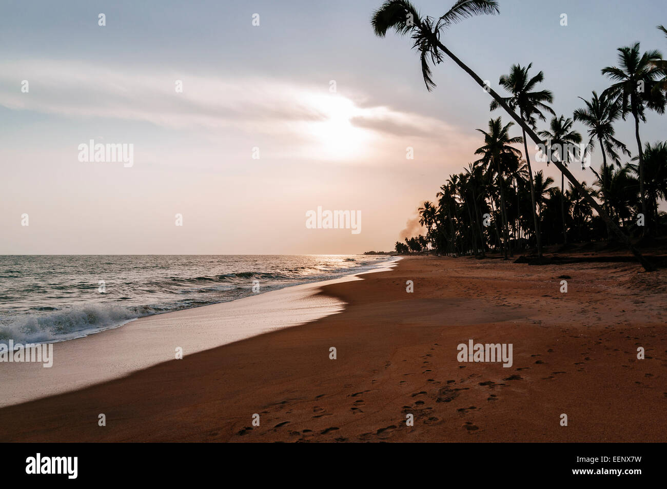 Sunset over Brenu beach, Ghana. Stock Photo
