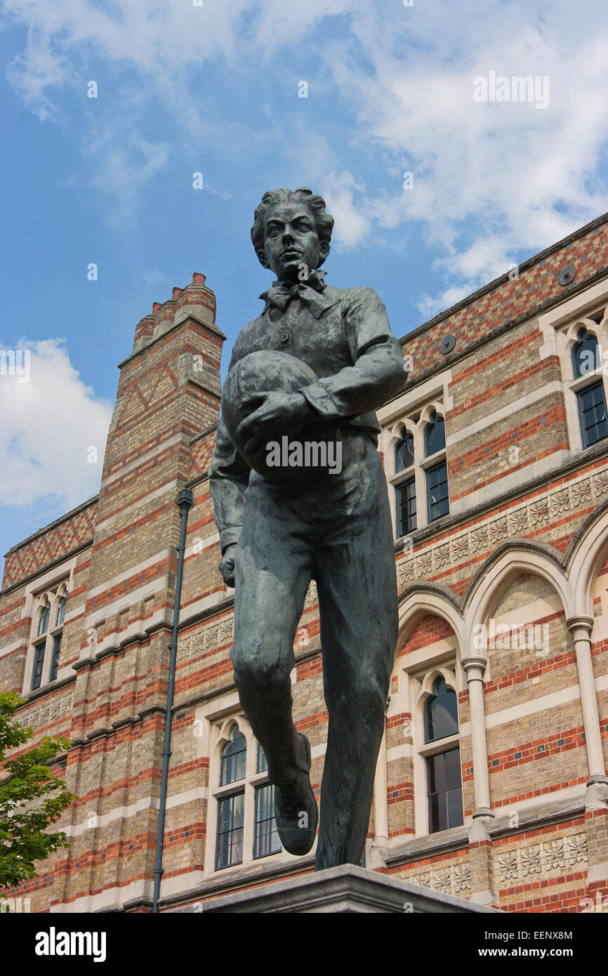 Statue of William Webb Ellis outside Rugby School, Warwickshire Stock Photo