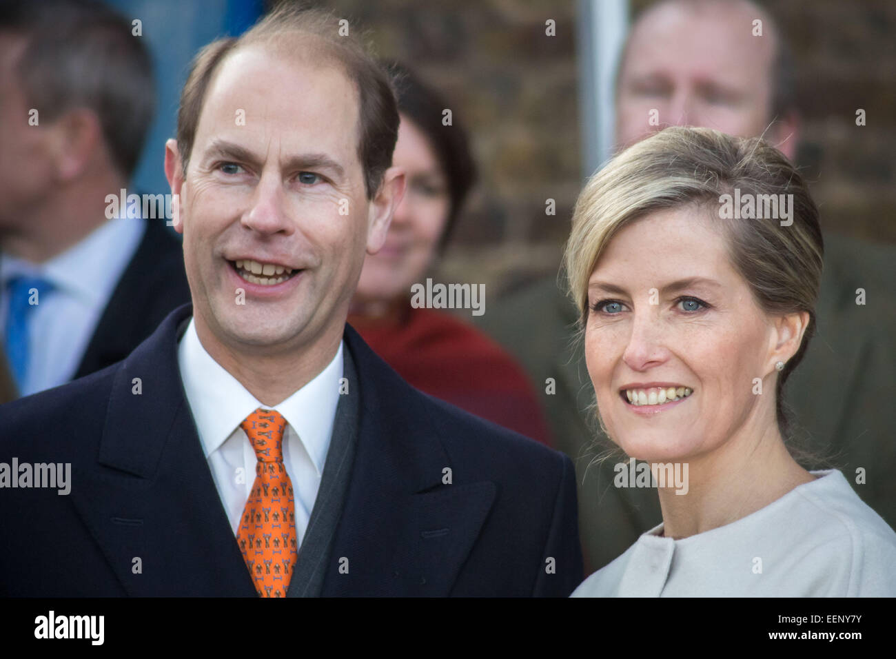 London, UK. 20th Jan, 2015. The Earl and Countess of Wessex attend an engagement in support of The Queen's Diamond Jubilee Trust and Tomorrow's People charity on The Countess' 50th birthday at St. Anselm's Church, Kennington. Credit: Guy Corbishley/Alamy Live News Stock Photo