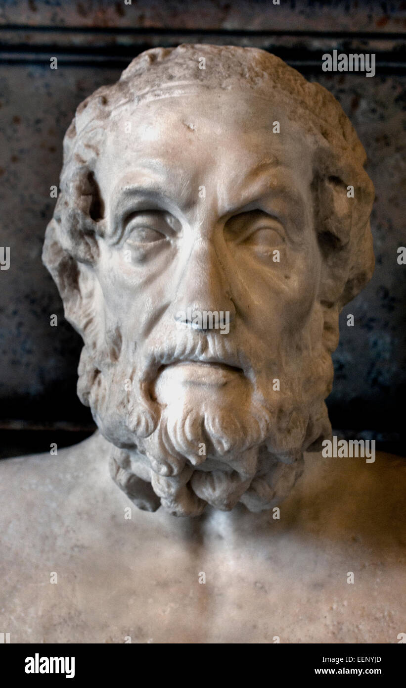 Homer Caetani Roman copy 2 cent AD of a Greek original 2 cent BC Homeros author Iliad Odyssey Greek epic poet Greece Stock Photo
