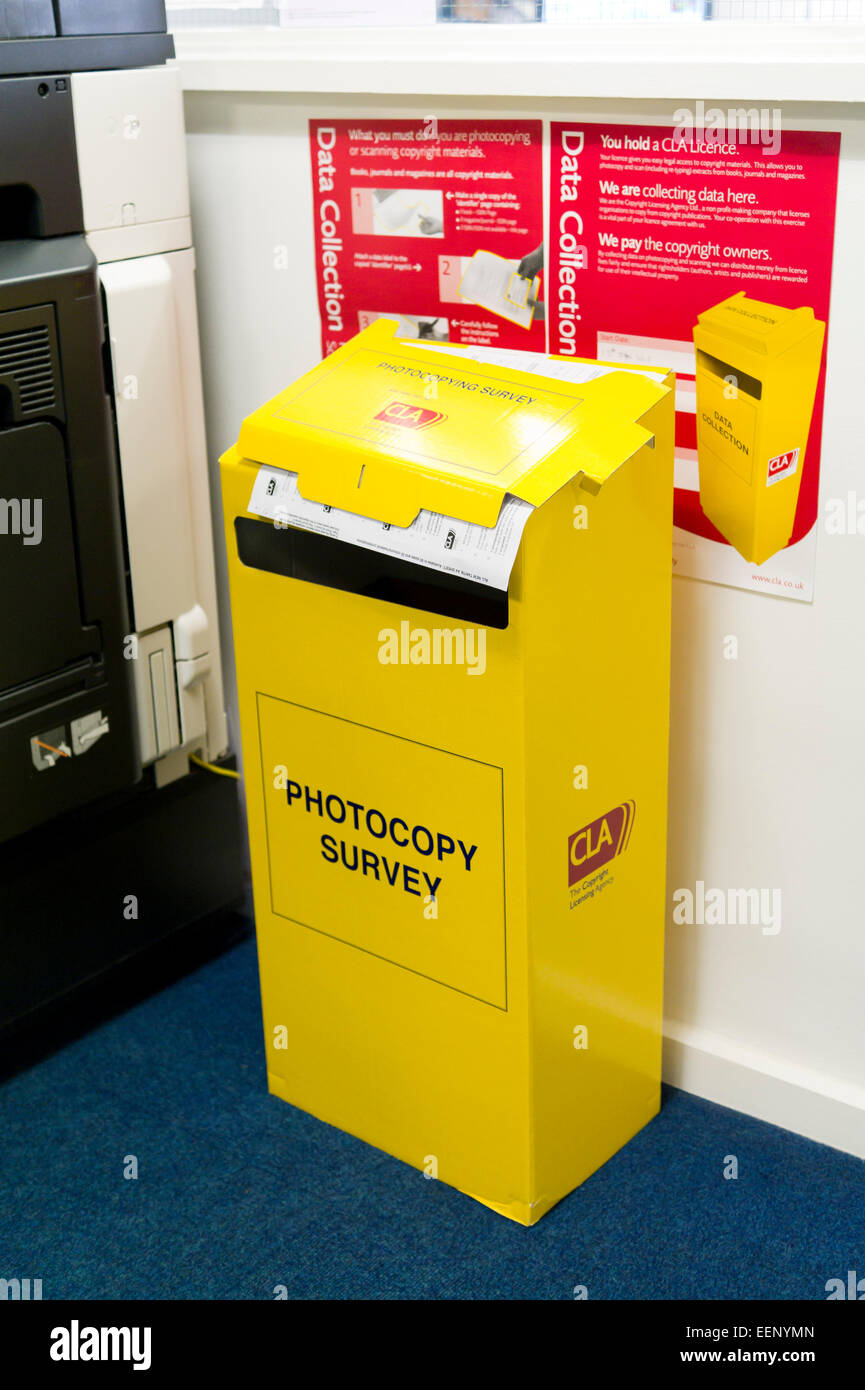 Copyright Licensing Agency photocopy survey at a College of Further Education. Stock Photo