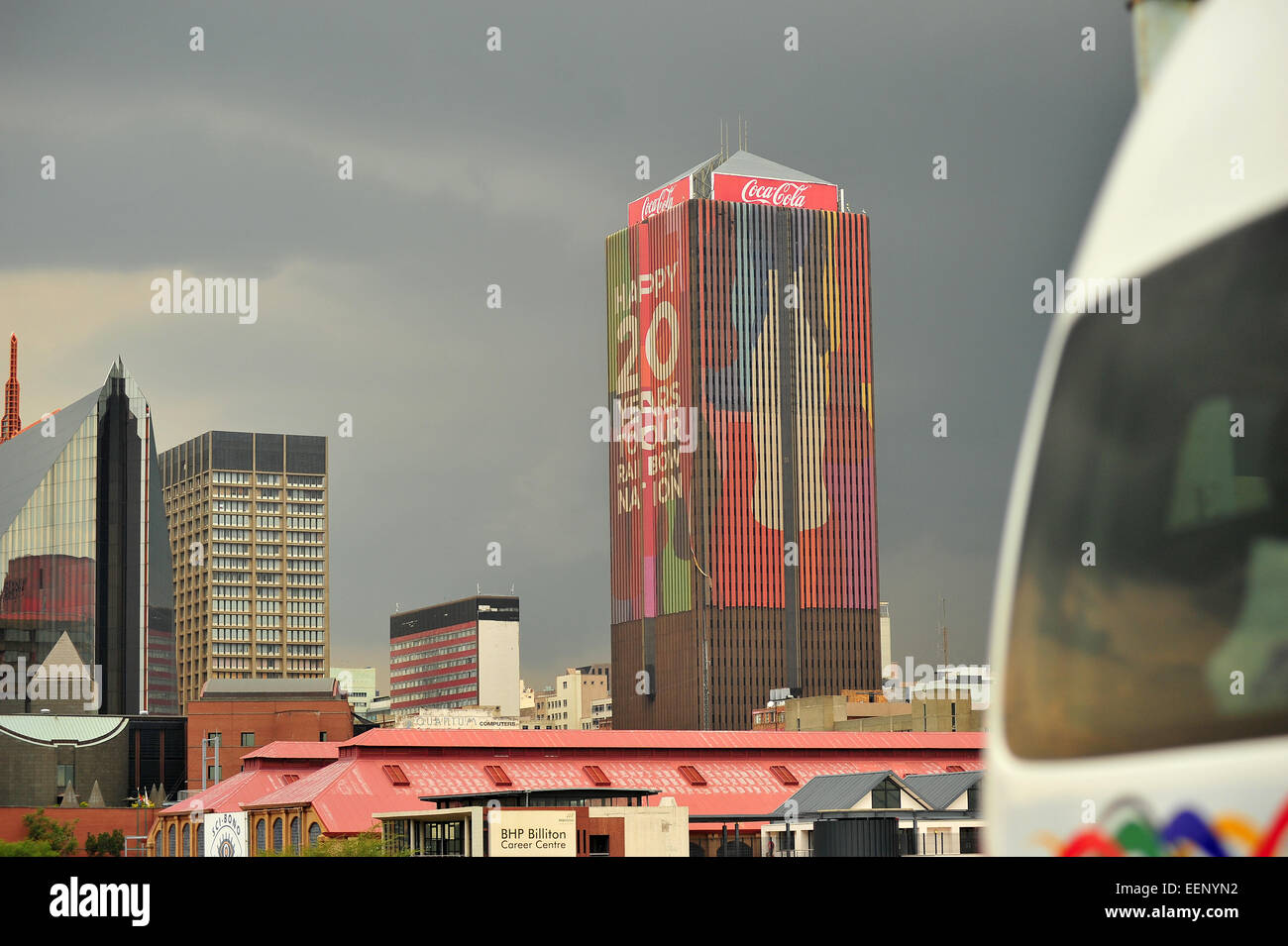 The Johannesburg Central Business District viewed from a distance Stock