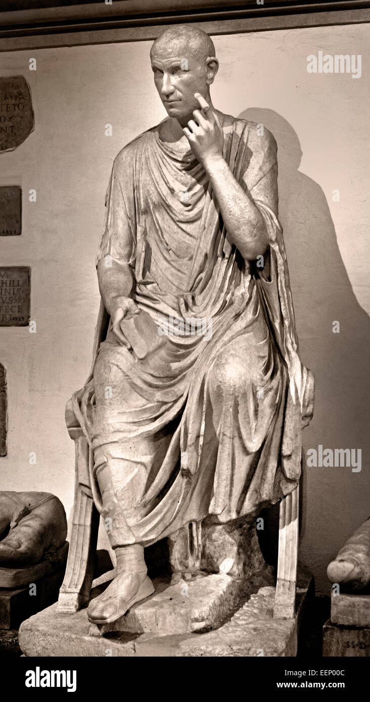Male Statue Sitting third Century Ad Rome ( Found Via Appia vineyard Moroni ) Roman Capitoline Museum Italy Italian Stock Photo
