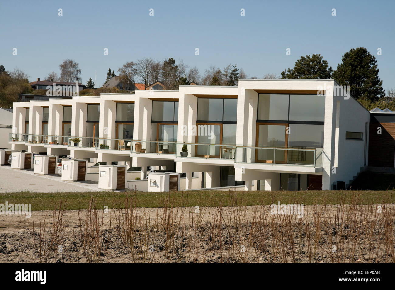 Modern row houses near the coast at Aarhus, Denmark Stock Photo