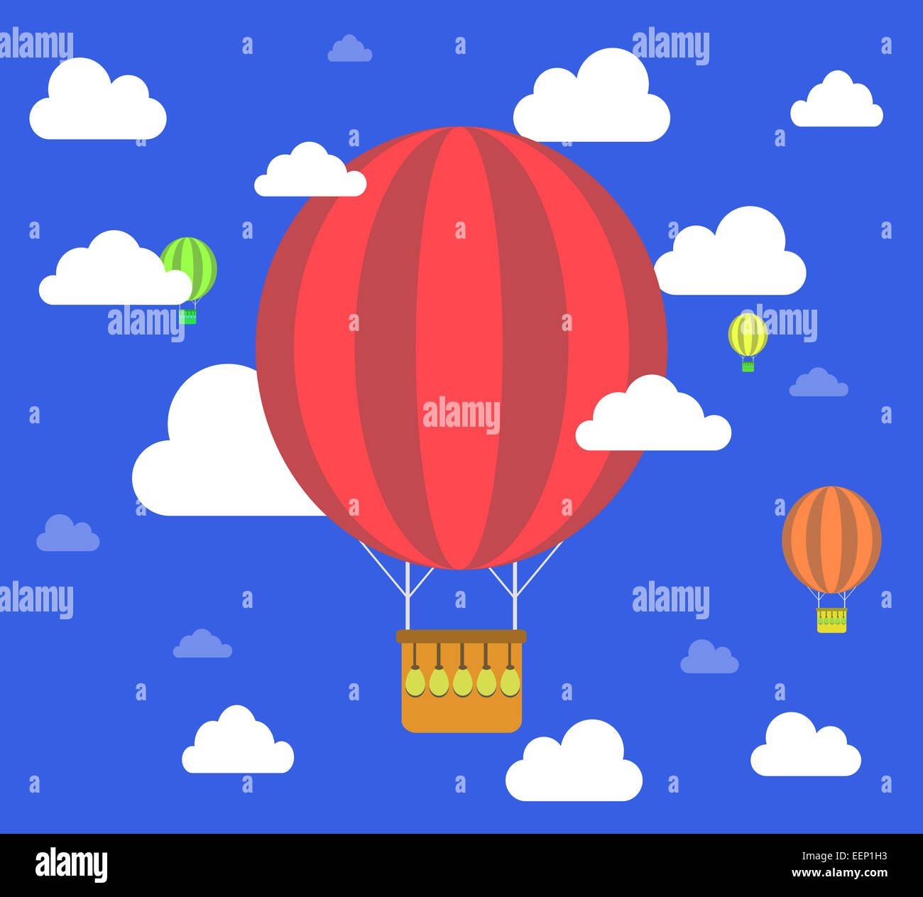 Retro hot air balloon fly sky background Stock Photo