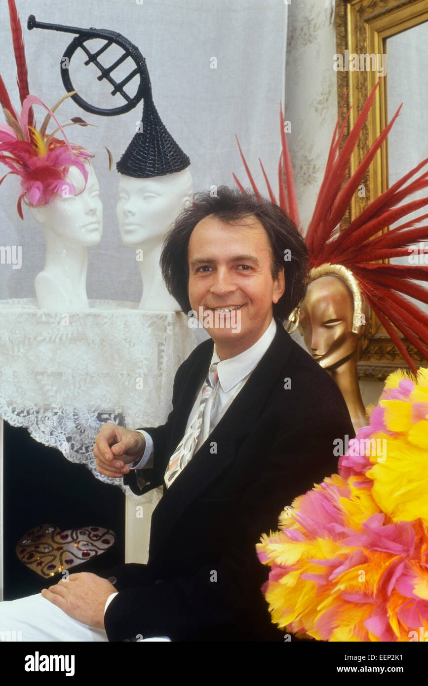 David Shilling. English milliner, sculptor, fashion and interior designer synonymous with designing extravagant hats and clothing. 1989 Stock Photo