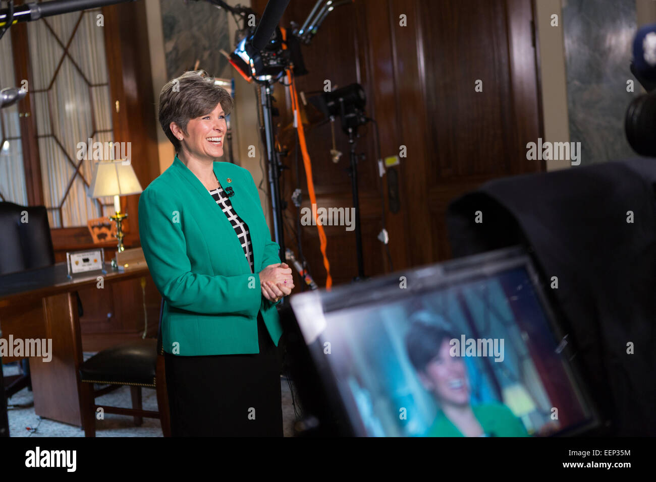 US Senator Joni Ernst from Iowa prepares to deliver the Republican ...