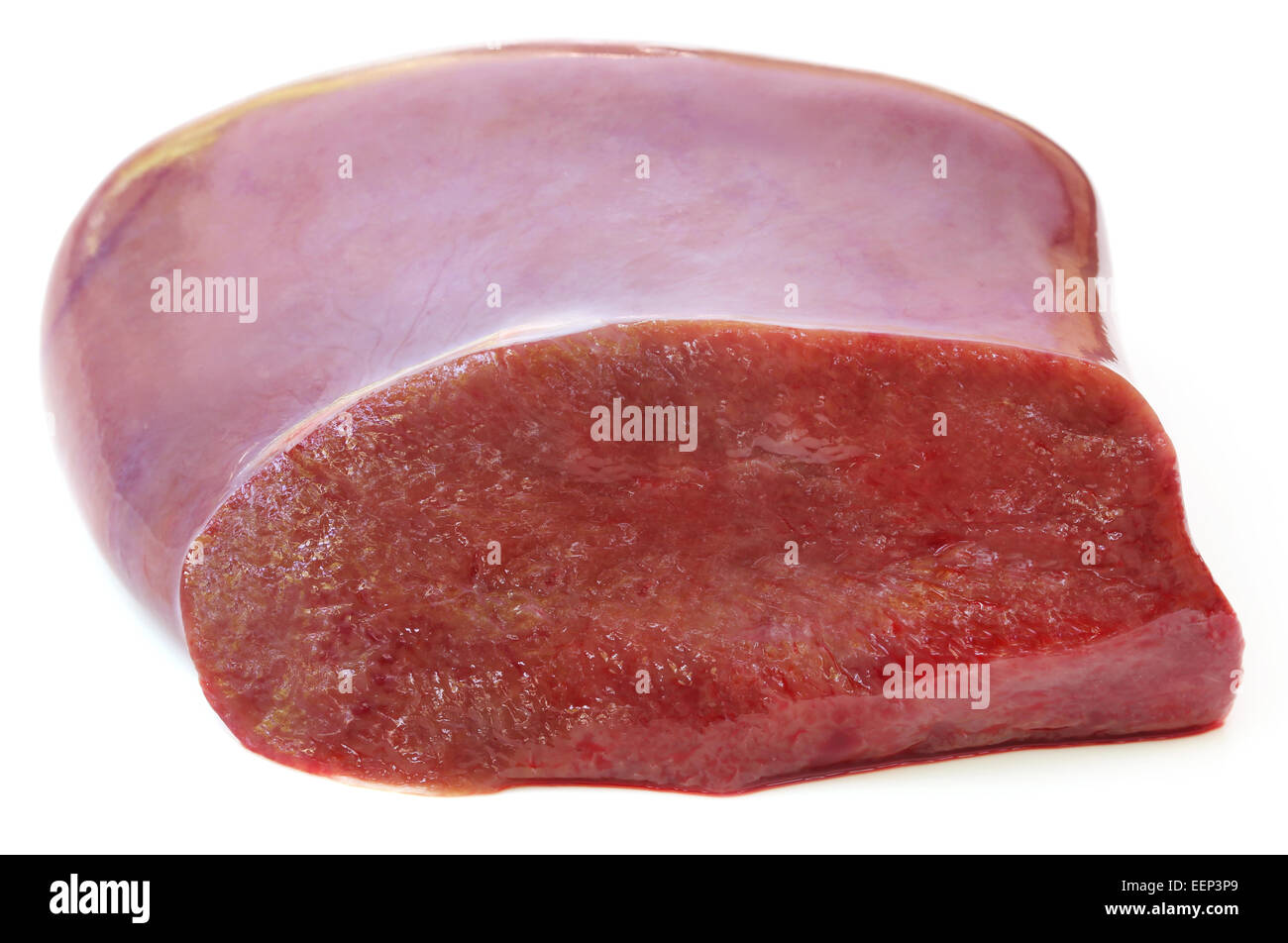 Beef liver over white background Stock Photo