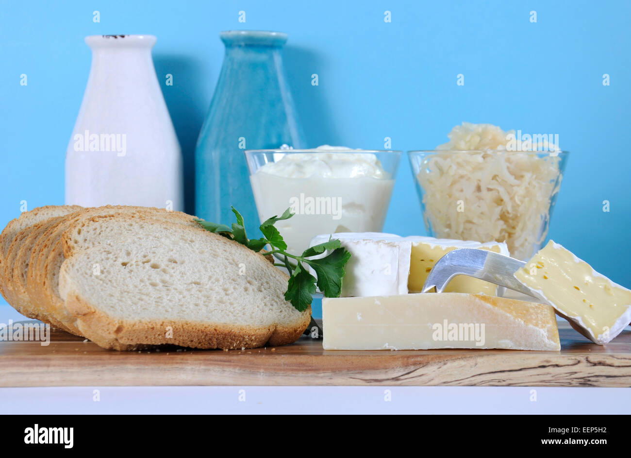 Healthy Food Diet Probiotic Food including sour dough bread