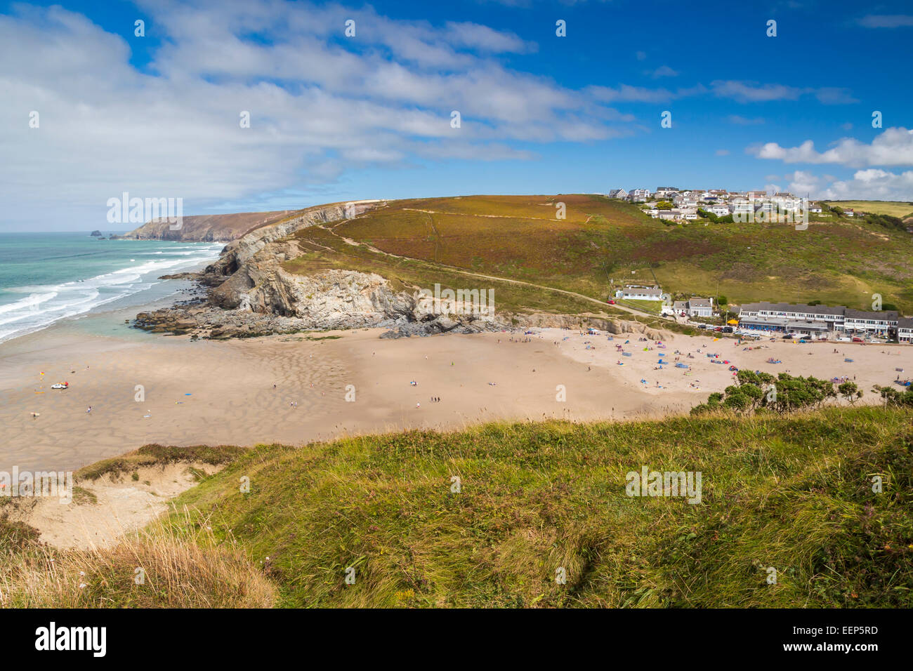 Overlooking The Beach At Porthtowan Cornwall England UK Europe Stock 