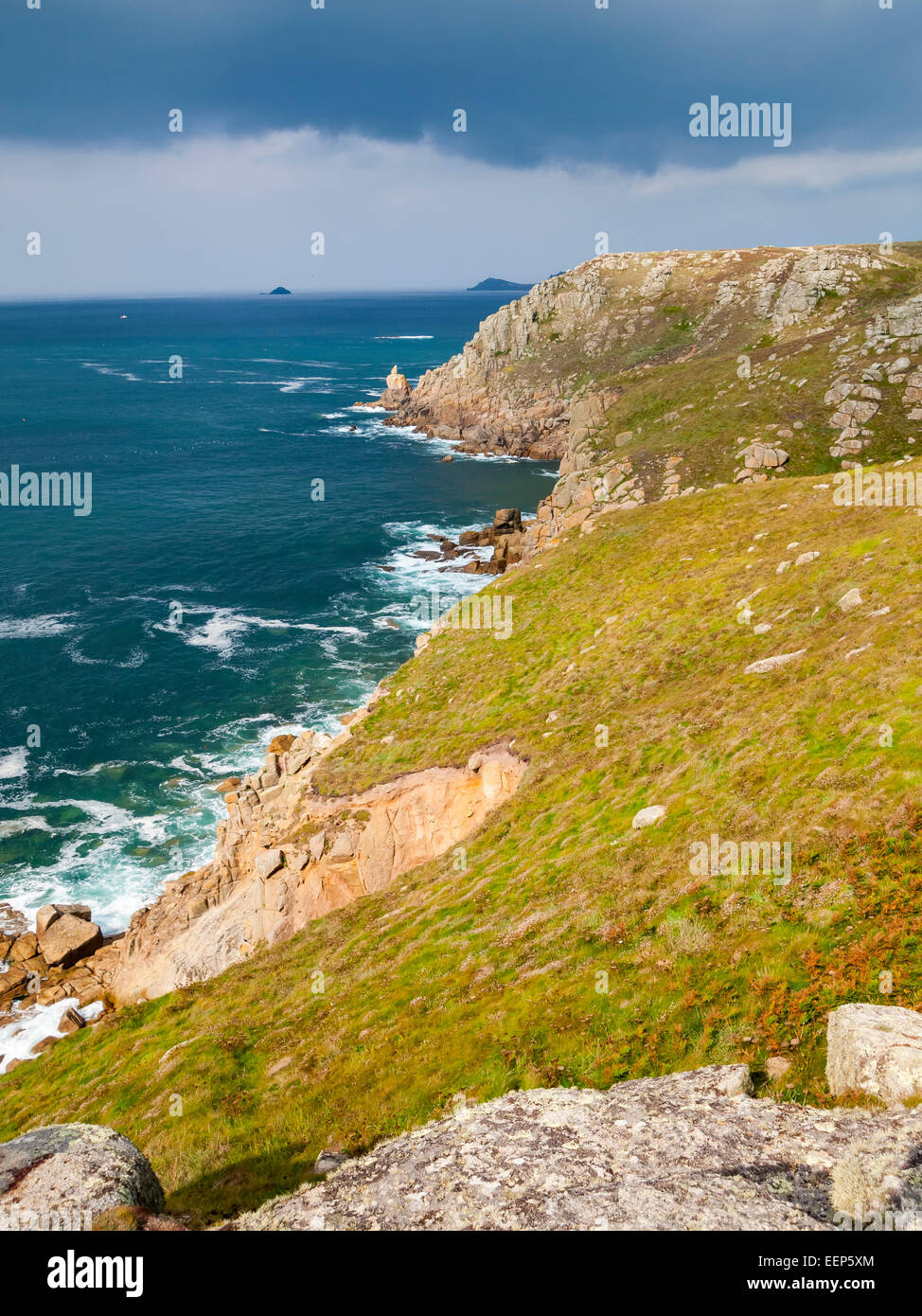 On the dramatic coast path between Lands End and Sennen Cove Cornwall