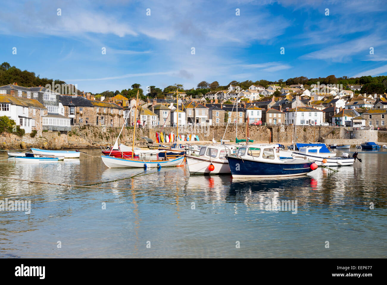Beautiful summers day at Mousehole Harbour near Penzance Cornwall England UK Europe Stock Photo