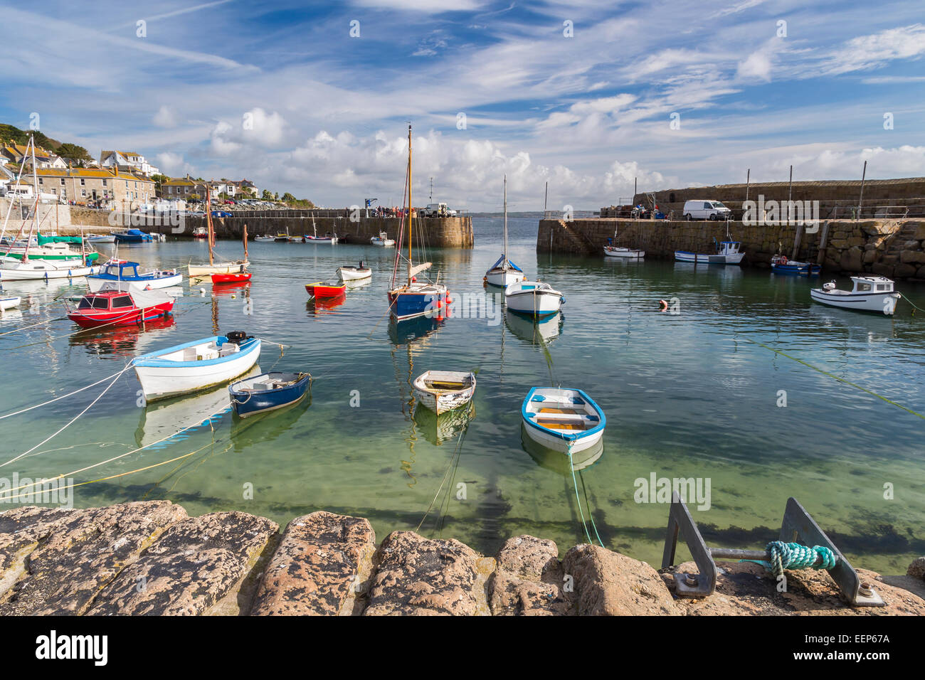 Beautiful summers day at Mousehole Harbour near Penzance Cornwall England UK Europe Stock Photo