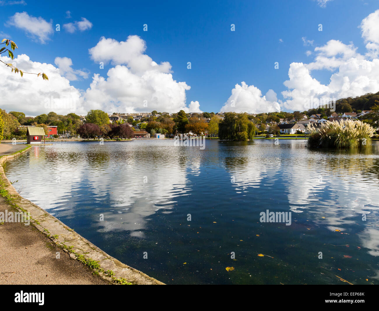 Beautiful reflections at Helston Boating Lake Cornwall England UK Europe Stock Photo