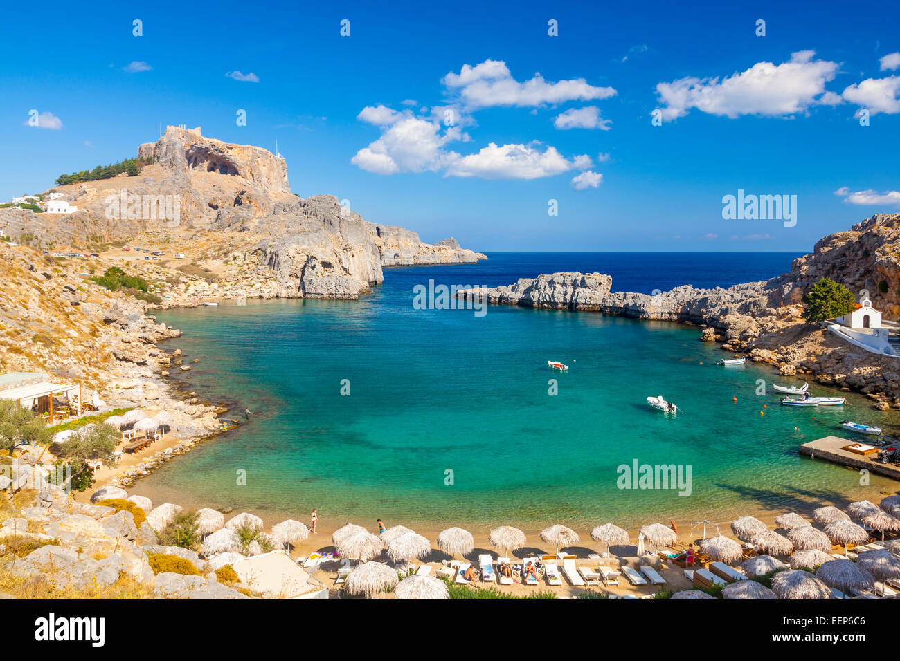 Beautiful cove at St Pauls Bay Lindos Rhodes Greece Europe Stock Photo ...