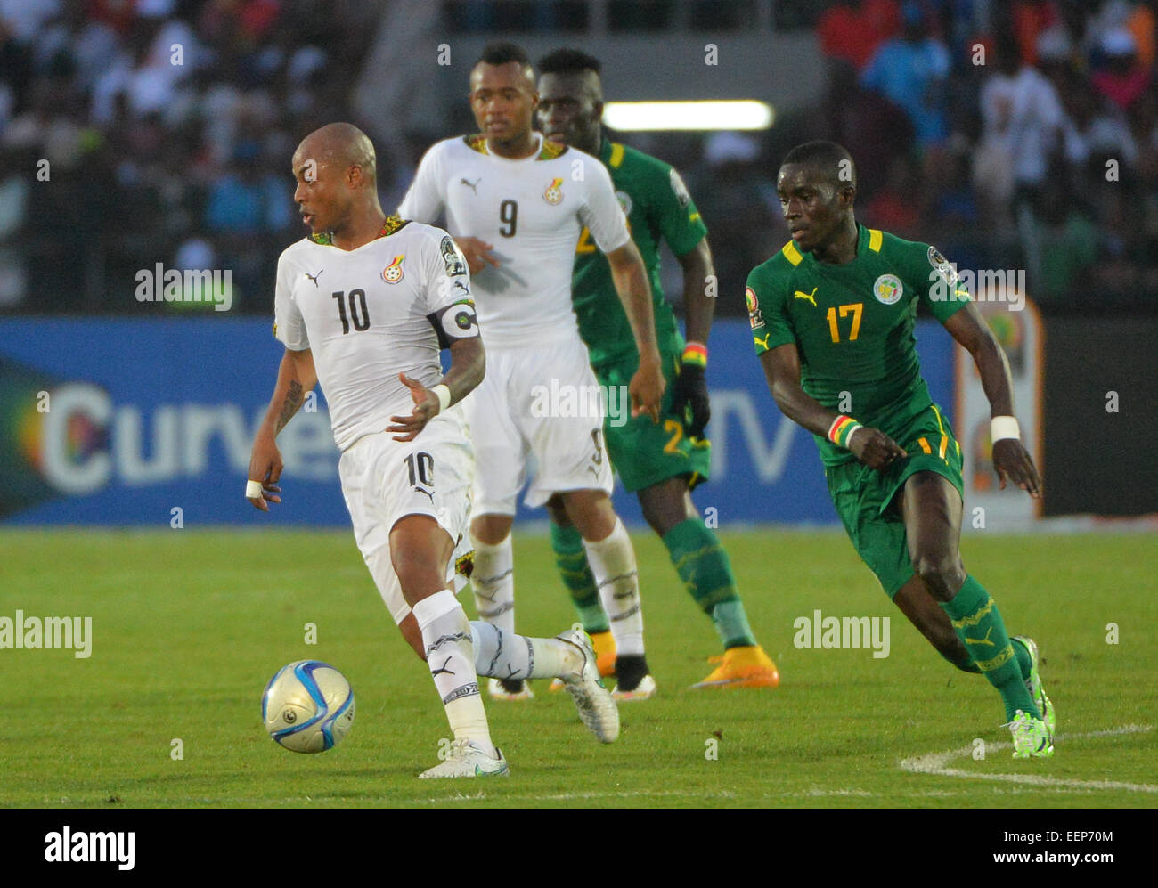 Mongomo, Equatorial Guinea. 19th Jan, 2015. African Cup of Nation football tournament. Ghana versus Senegal. Andre Ayew (GHA) challenged by Idrissa Gana Gueye (SEN) © Action Plus Sports/Alamy Live News Stock Photo