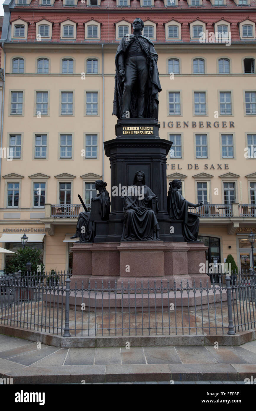 Statue Friedrich August II König von Sachsen Dresden Stock Photo