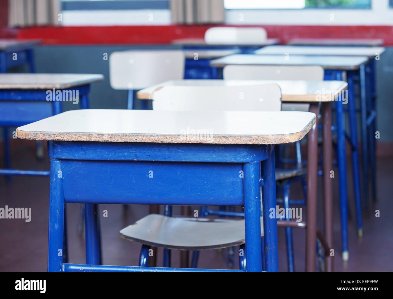 School desks and chairs. Stock Photo