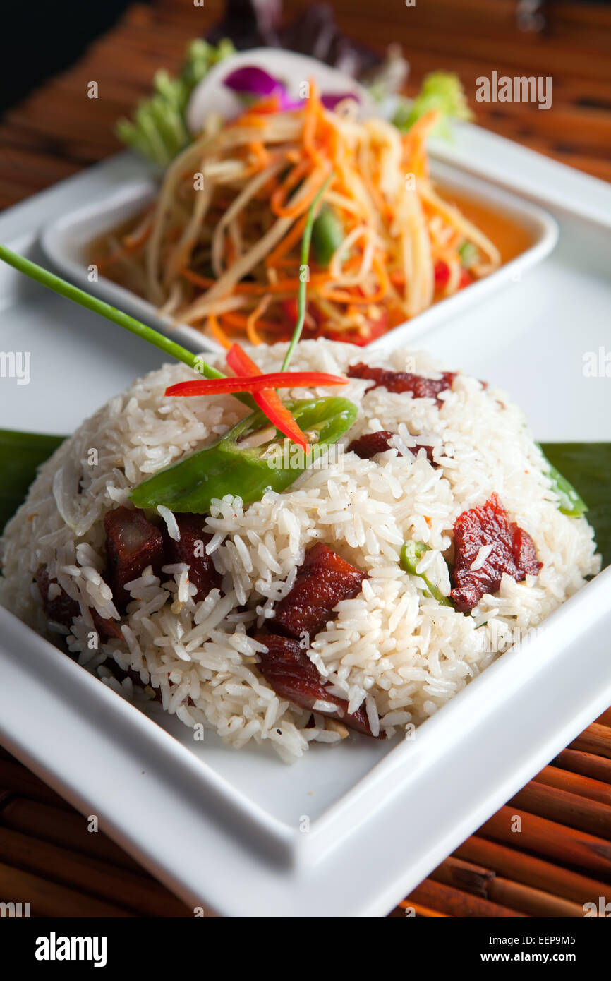 Thai Pork Ribs and Rice Dish Stock Photo Alamy