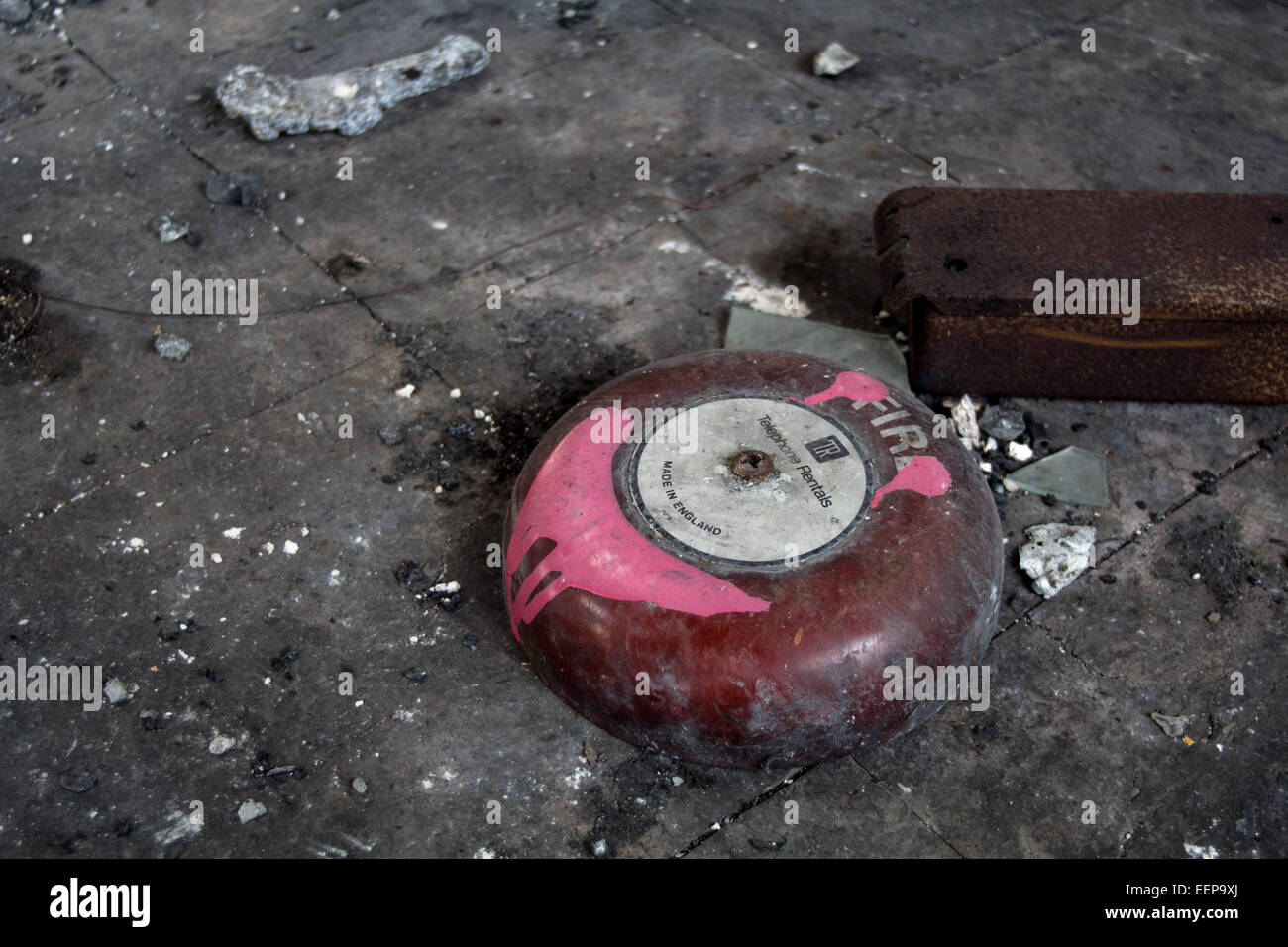 Ironic - A Charred Fire Bell Stock Photo