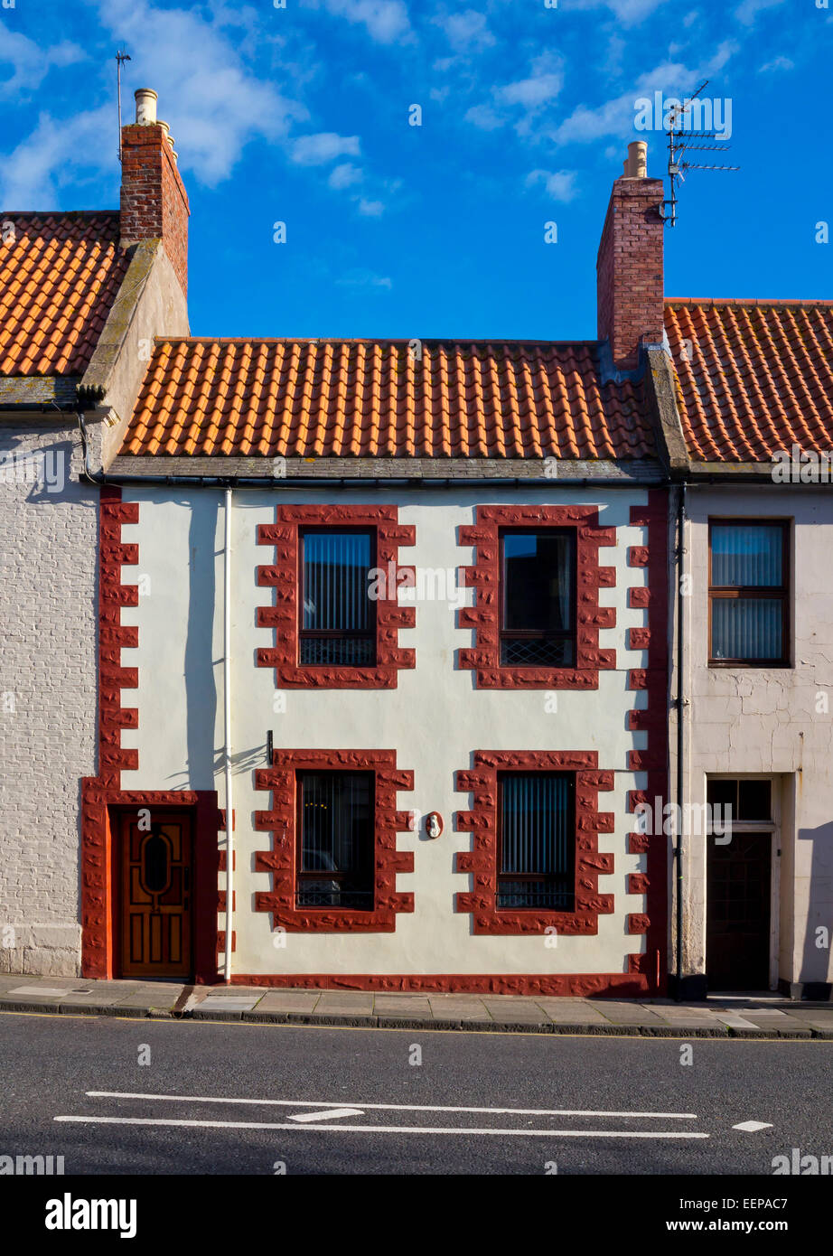 Traditional houses with red tiled roofs on Castlegate in Berwick Upon