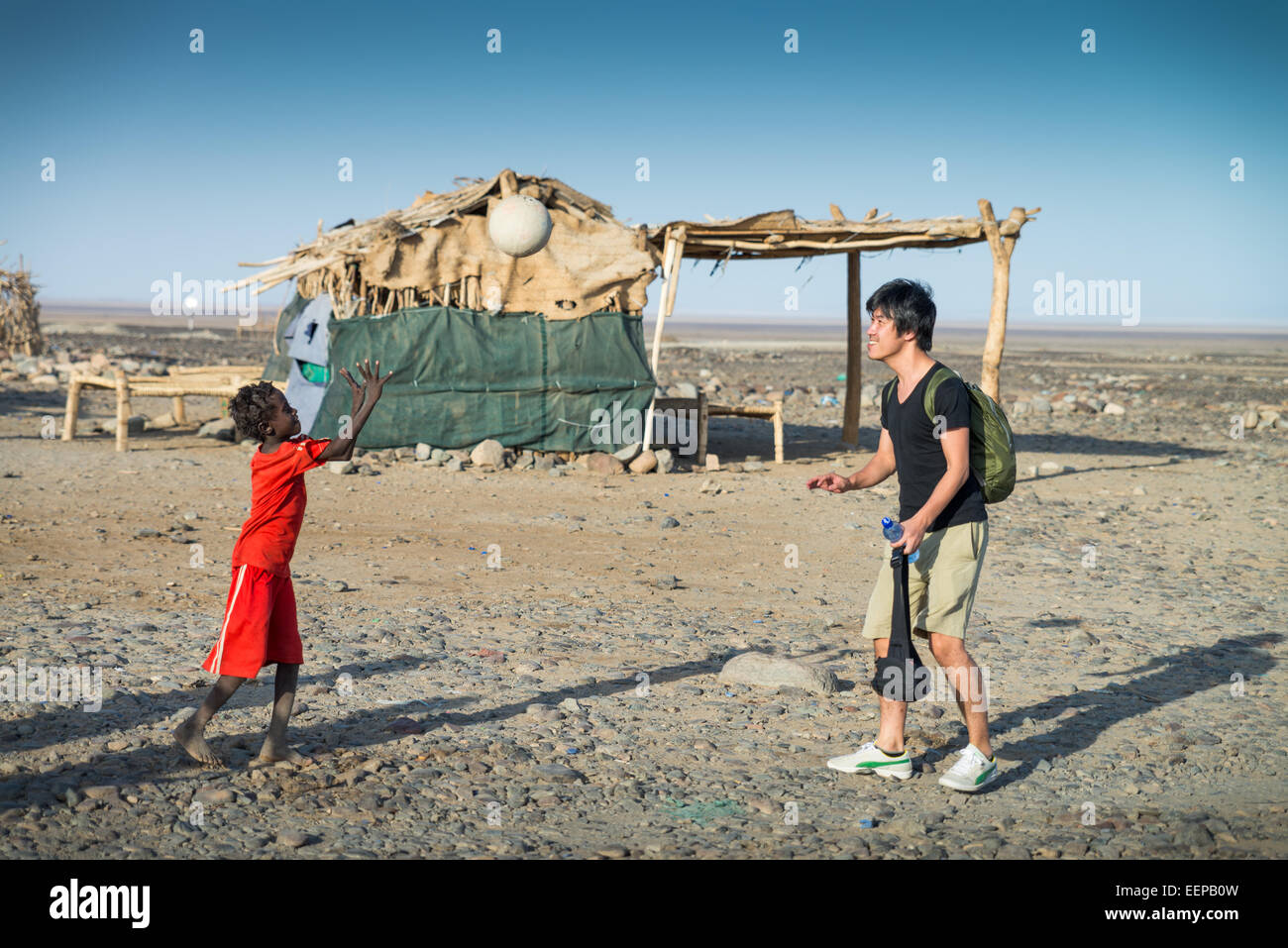 Ethiopian child play football, Ethiopia, Africa Stock Photo