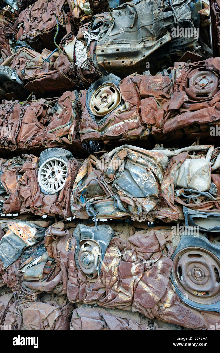 Crushed Cars Forming A Wall Outside A Car Park Heath Mill Lane