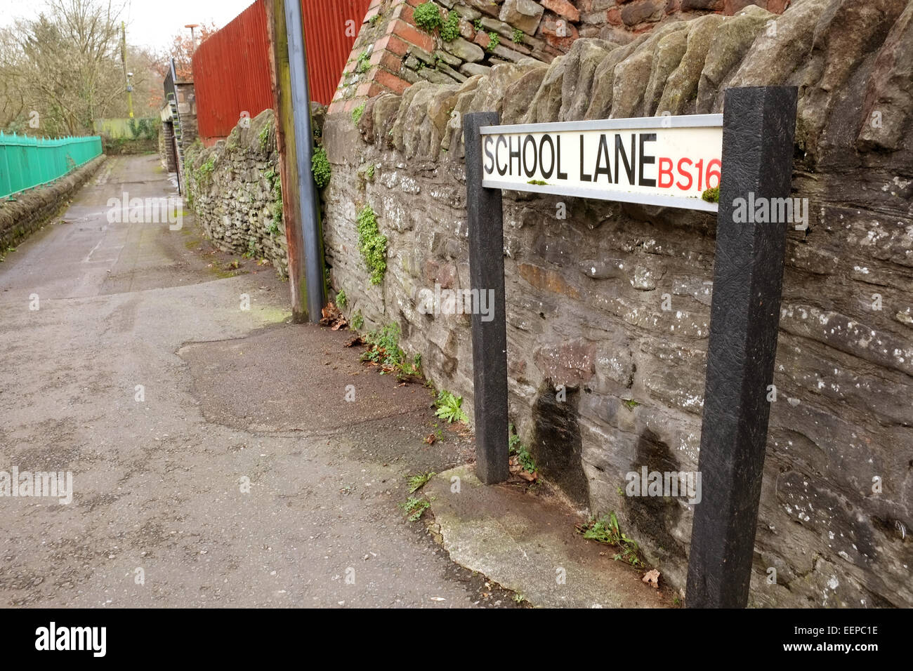 School lane sign in Stapleton Bristol BS16, 20th January 2015 Stock Photo