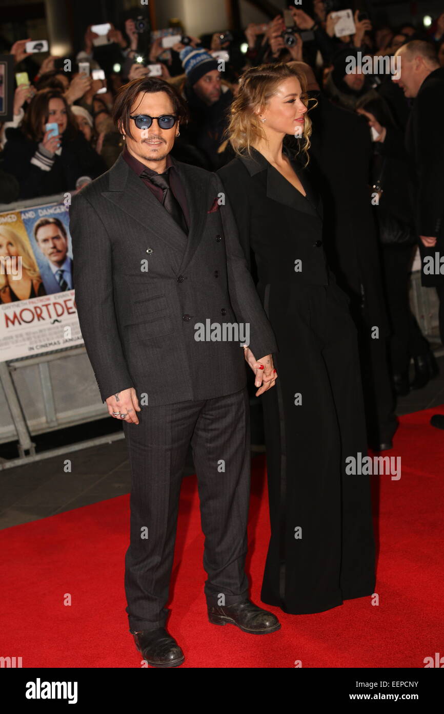 London, UK. 19th Jan, 2015. Johnny Depp and Amber Heard attends the UK Premiere of MORTDECAI at The Empire Leicester Square, London. Picture by  Mandatory Credit Swiftcreative Stock Photo