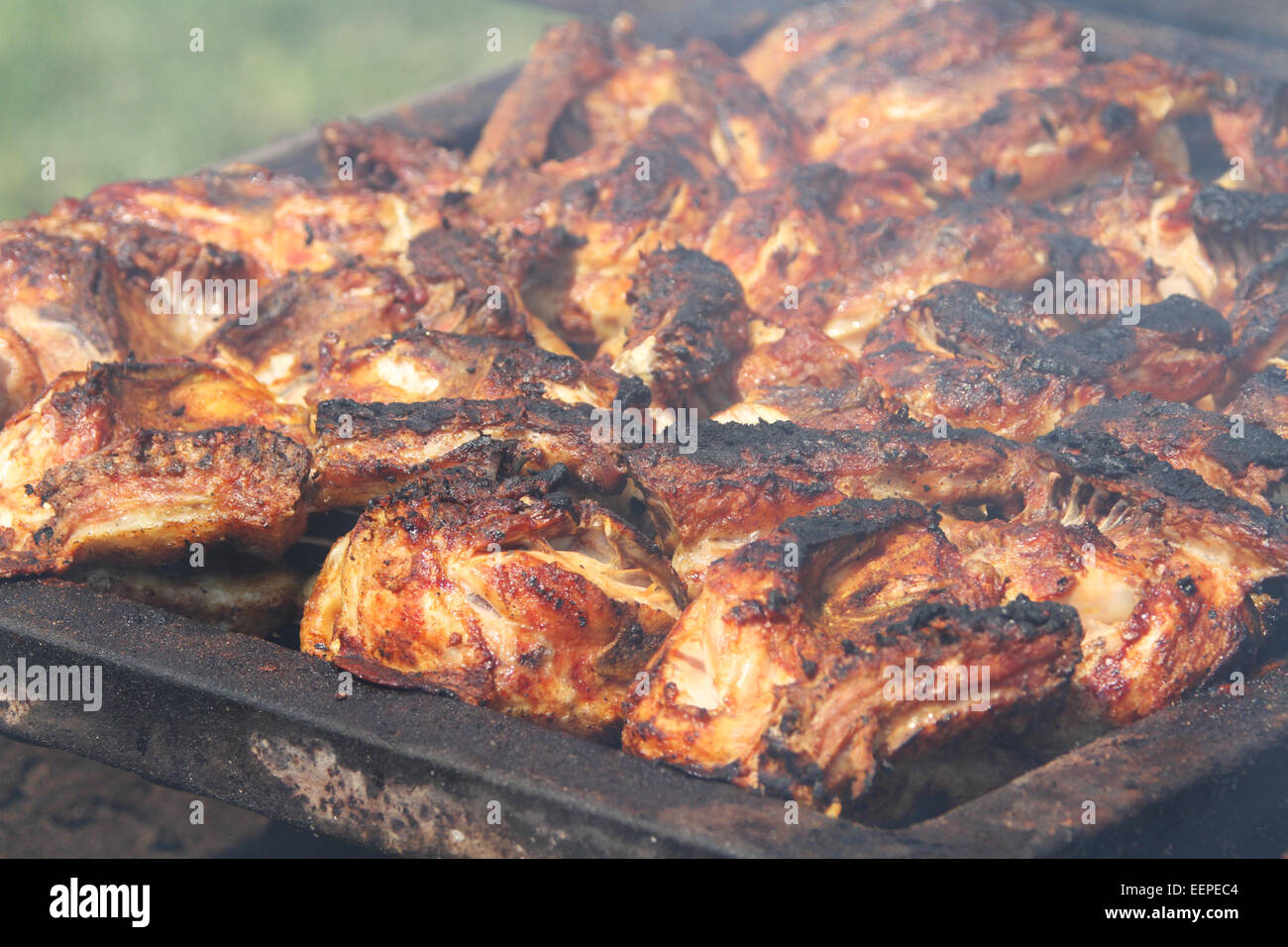 BBQ Chicken. Food Service by Duffield United Methodist Church. Purdy Field Fly-In. August 2014. Michigan Ultralight Association. Stock Photo