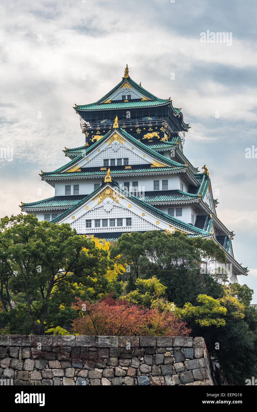 Traditional japanese castle in Osaka, Japan Stock Photo