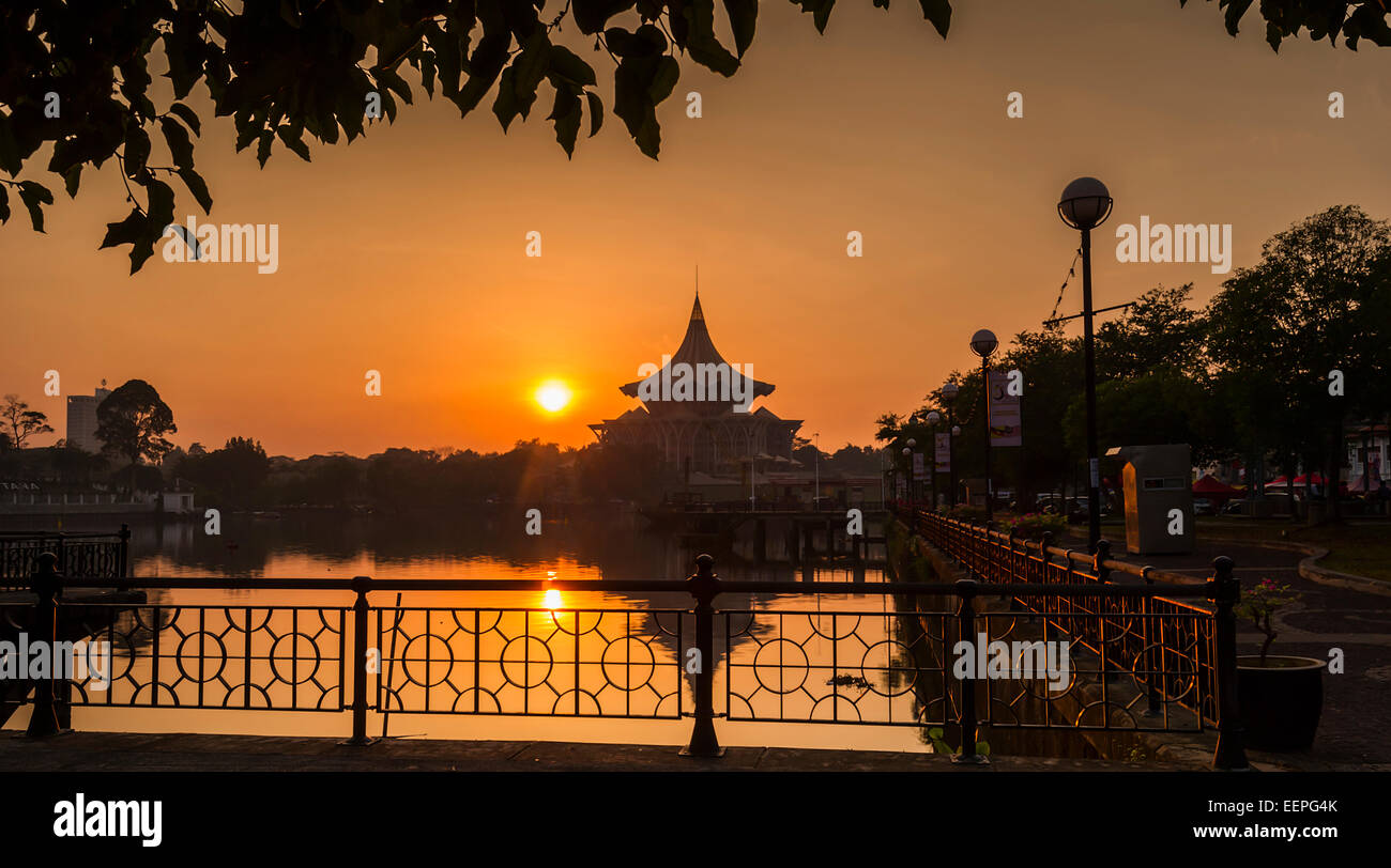 Morning at Kuching Waterfront Stock Photo