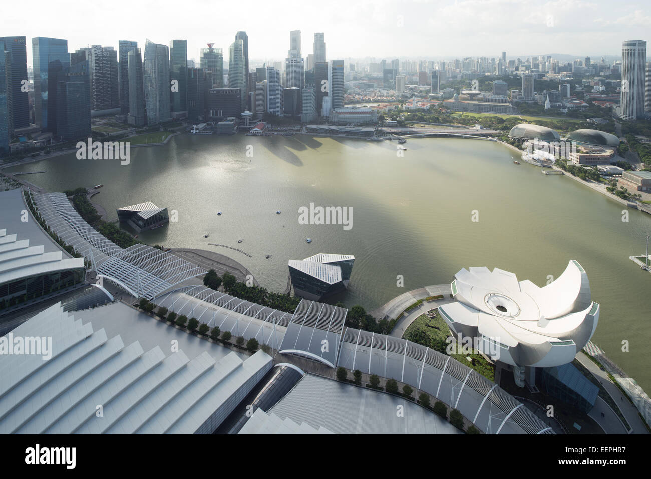 Aerial view of Singapore. The view from the top of the Marina Bay Sands  Hotel and Casino (Sky Park Stock Photo - Alamy