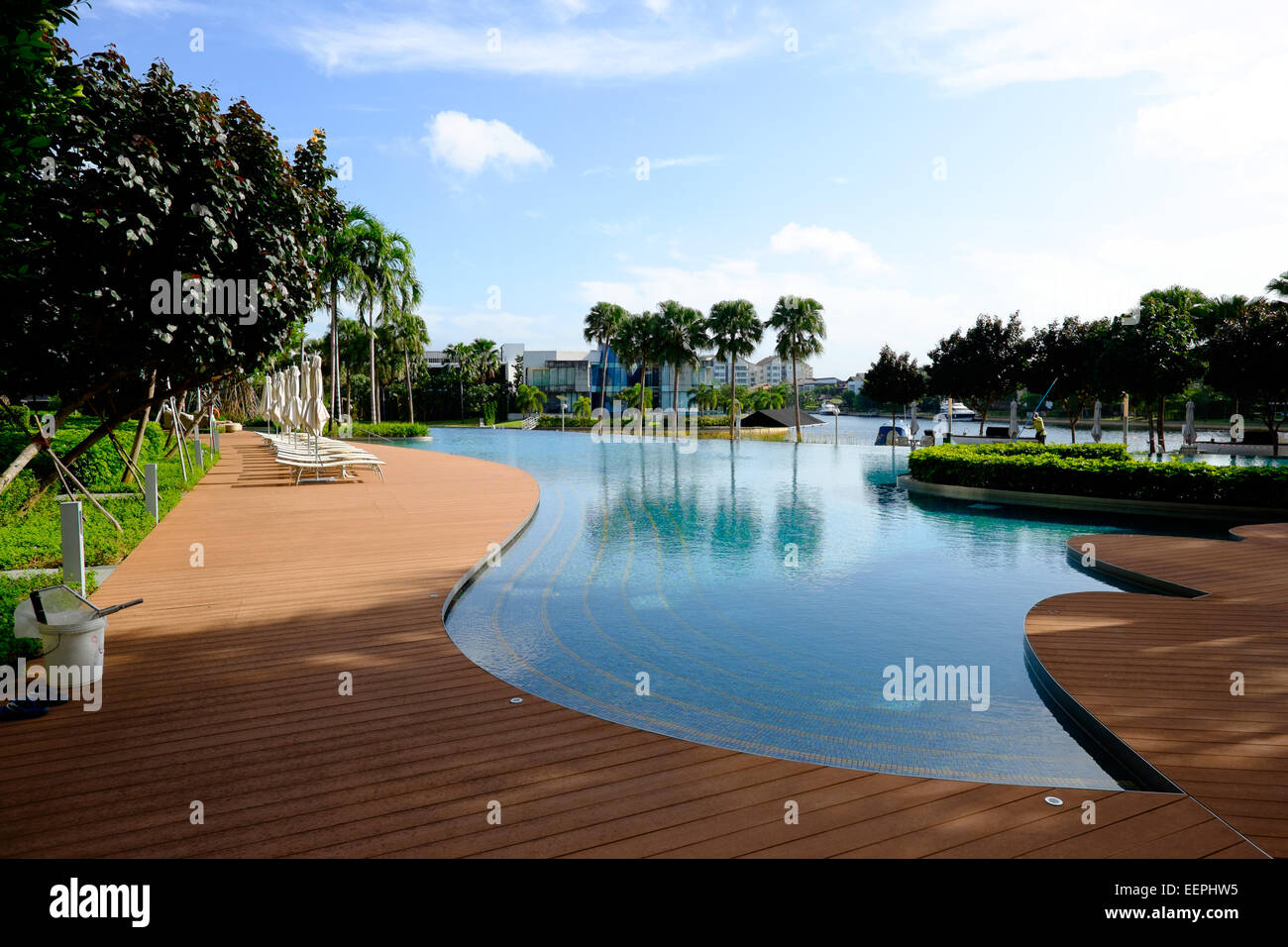 Pool at the W Hotel on Sentosa Island, Singapore. Stock Photo